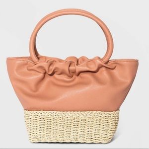 Straw mini tote handbag faux leather A New Day Target